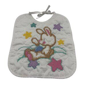 Baby Wares Janlynn Bunny Quilted Cotton Bib Hand-Stitched Star Accents